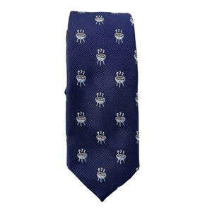 Vineyard Vines Navy Blue BBQ Grill Print Skinny Kennedy 2.5" Tie